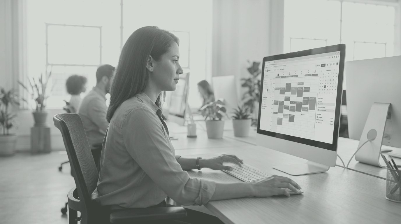 Equipo de una empresa HVACR planeando su agenda y prioridades